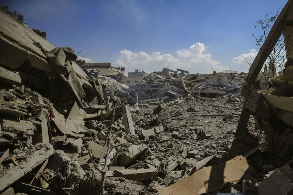 Escombros donde había edificios en un punto de Gaza