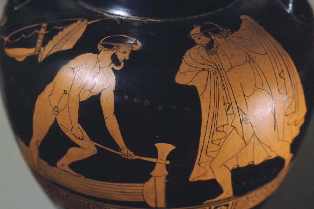 Imagen de archivo de una ánfora atribuida al artista Oinokles, en el Museo del Louvre.