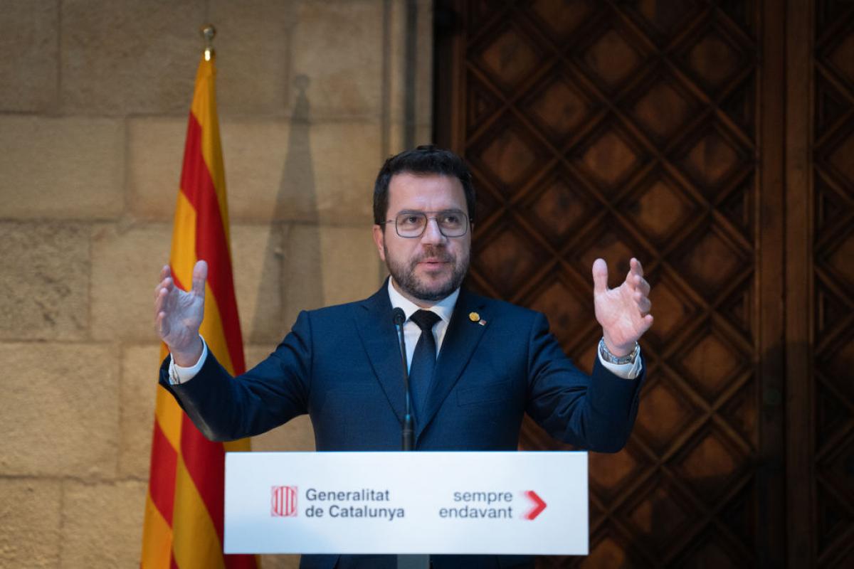 Pere Aragonès, durante una intervención