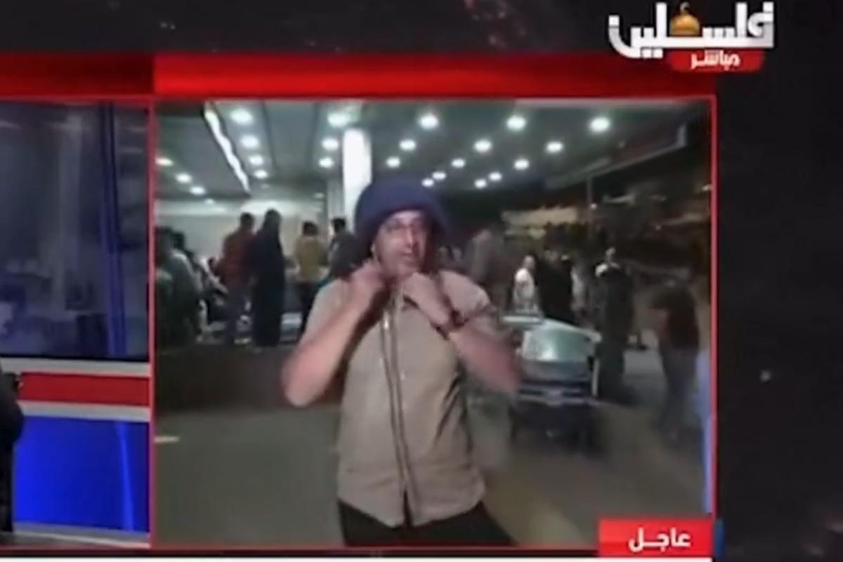 Un reportero de la televisión palestina