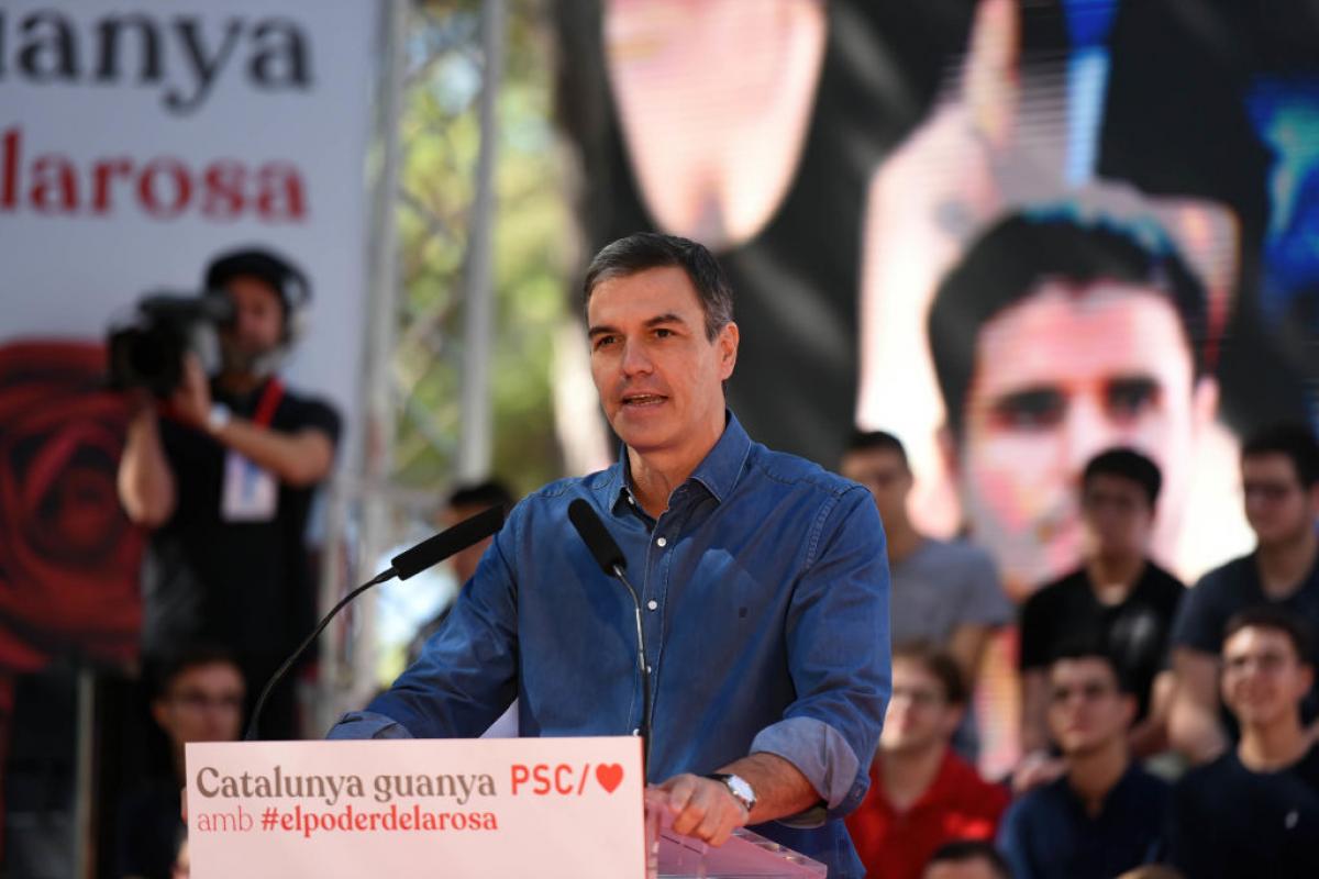 Pedro Sánchez en la intervención de un acto reciente del PSOE.