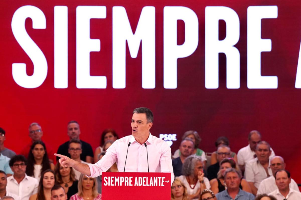 Pedro Sanchez en un acto del PSOE en Málaga.