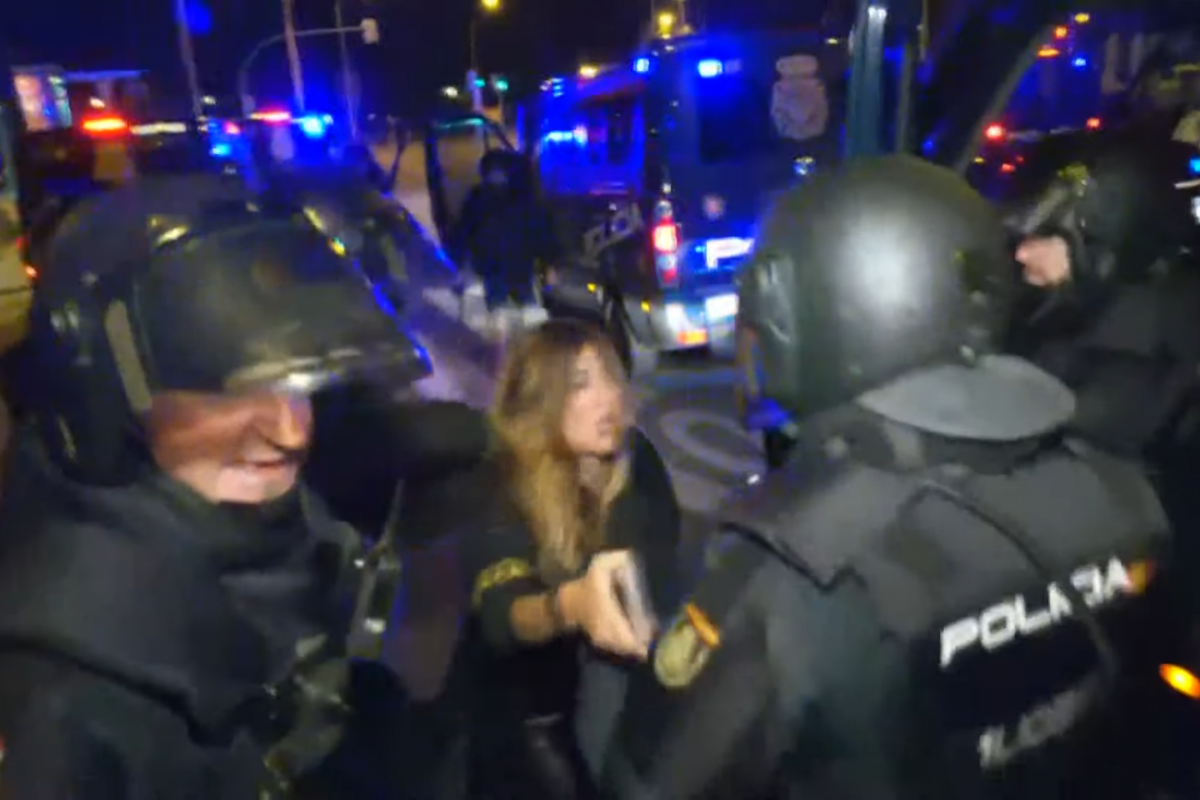 Una detenida intenta escapar de la policía en la manifestación de Ferraz