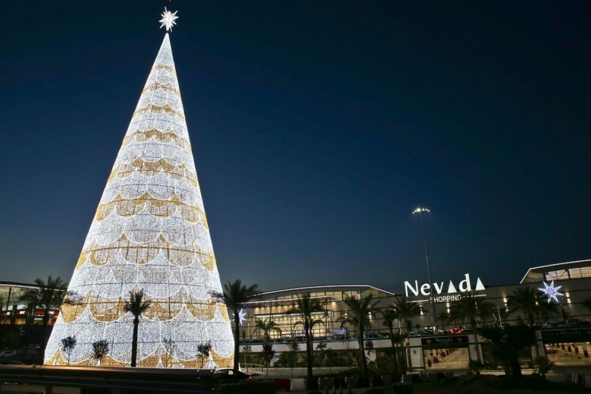 Uno de los árboles de Navidad más altos de Europa se instala en Granada.