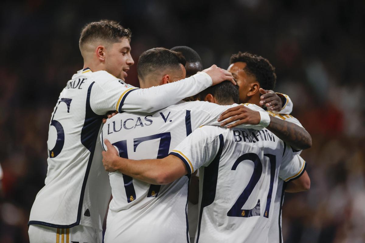 Los jugadores del Real Madrid celebran uno de los goles frente al Sporting de Braga