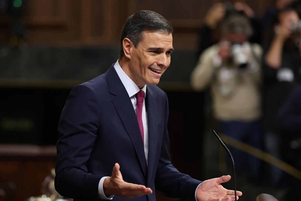 El presidente del Gobierno, Pedro Sánchez, durante su debate de investidura.