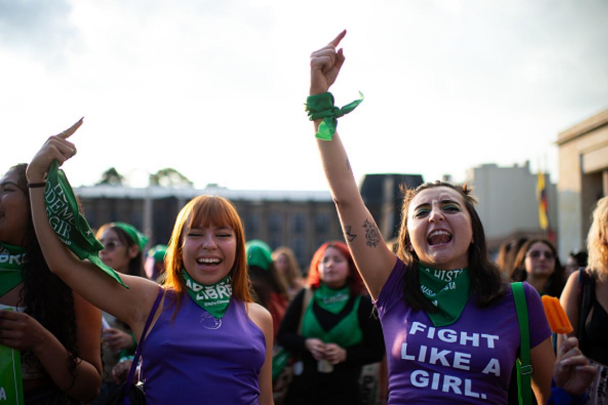 Manifestantes en la una protesta para reivindicar el derecho al aborto en Bogotá (Colombia) el 28 de septiembre de 2023.