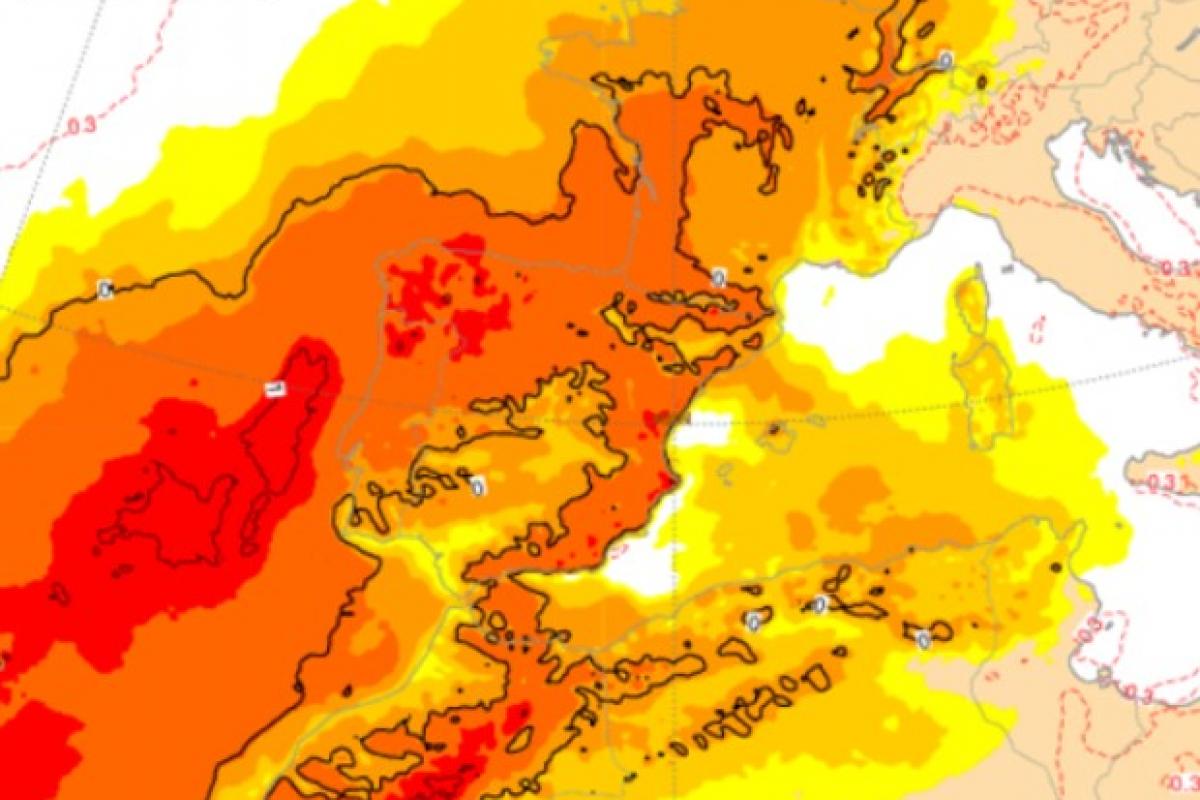 Mapa de previsión térmica para los próximos días