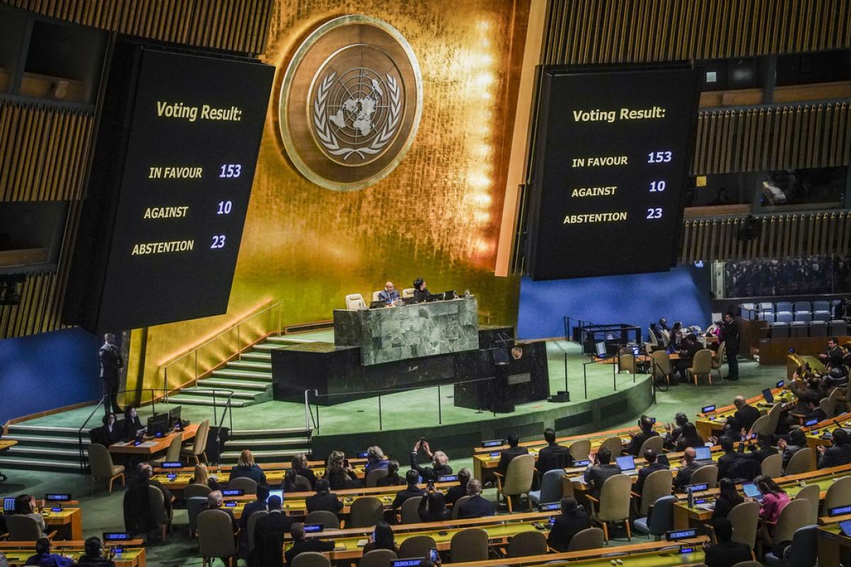 Resultado de la votación en la Asamblea General de la ONU.