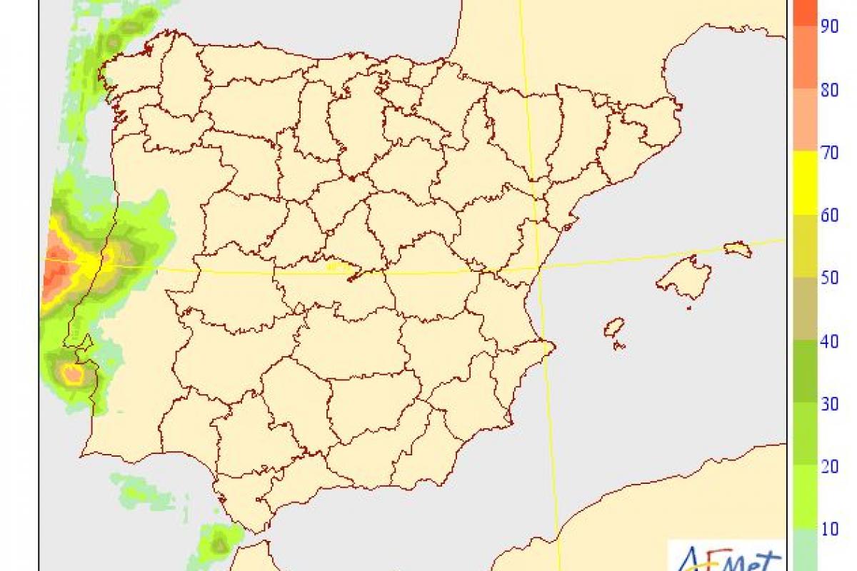 Mapa de precipitaciones de la Agencia Estatal de Meteorología