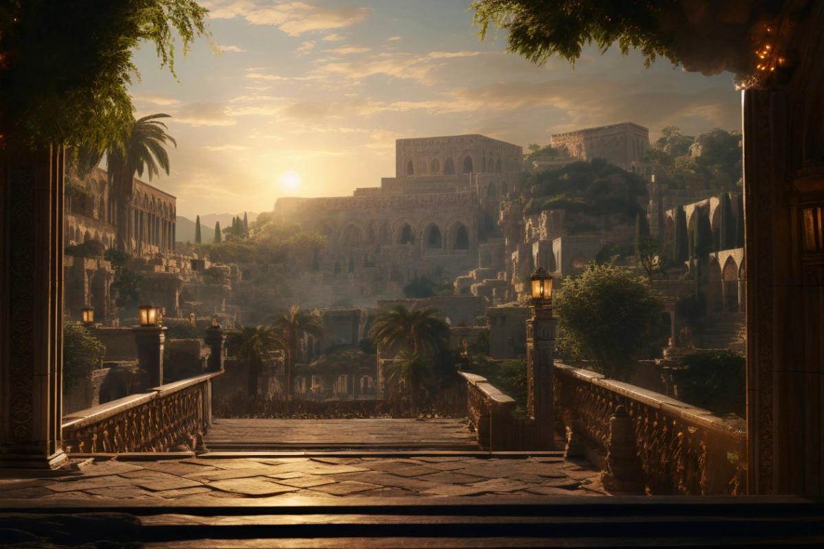 Imagen conceptual de una ciudad antigua