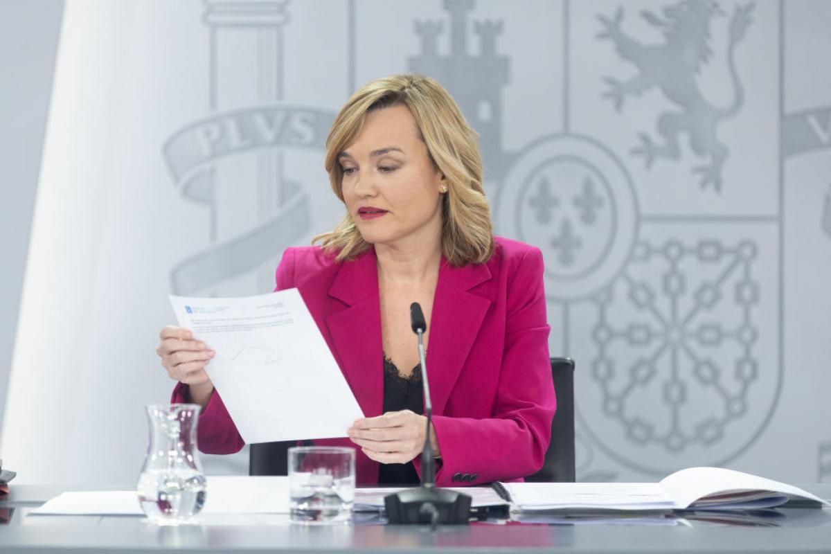 Pilar Alegría, en la rueda de prensa desde La Moncloa este martes 9 de enero