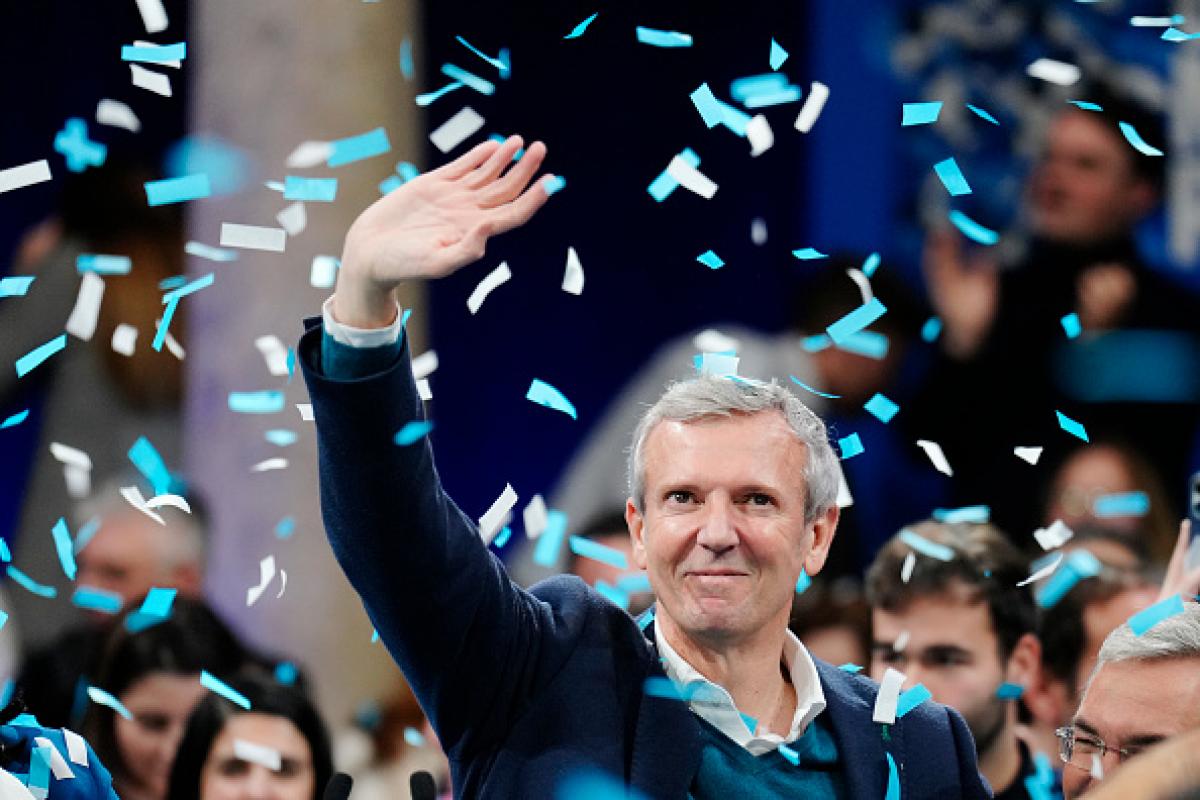 El presidente de la Xunta de Galicia y candidato del PPdeG a las próximas elecciones gallega, Alfonso Rueda, durante su proclamación como candidato.