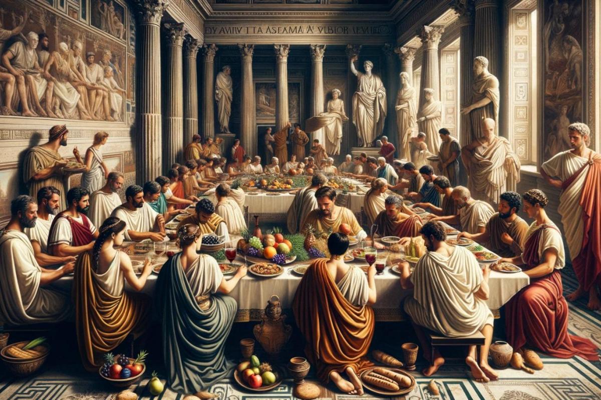 Representación libre de un banquete romano