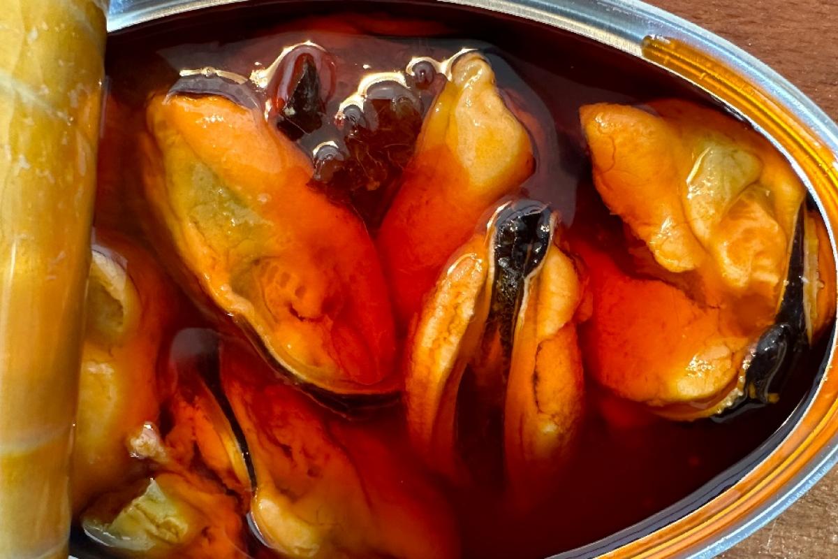Una lata de mejillones.