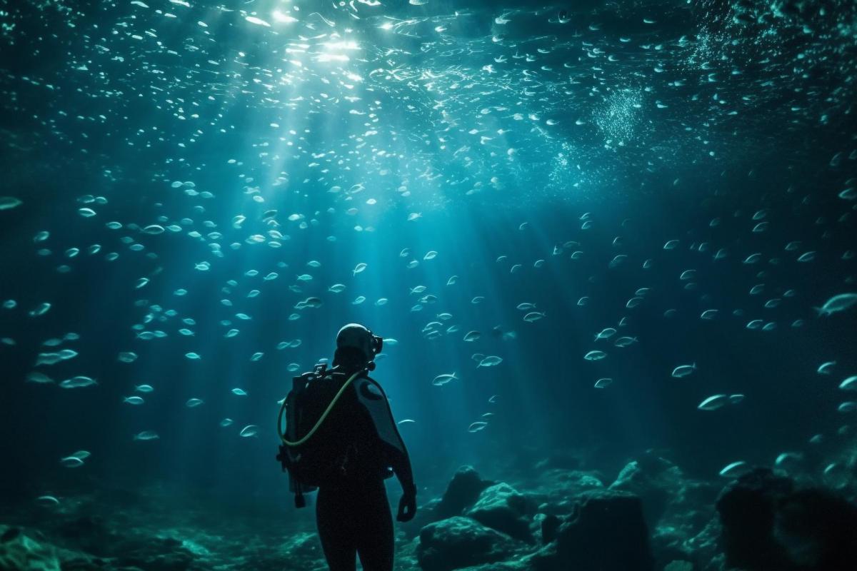 Submarinista explorando los misterios del mar