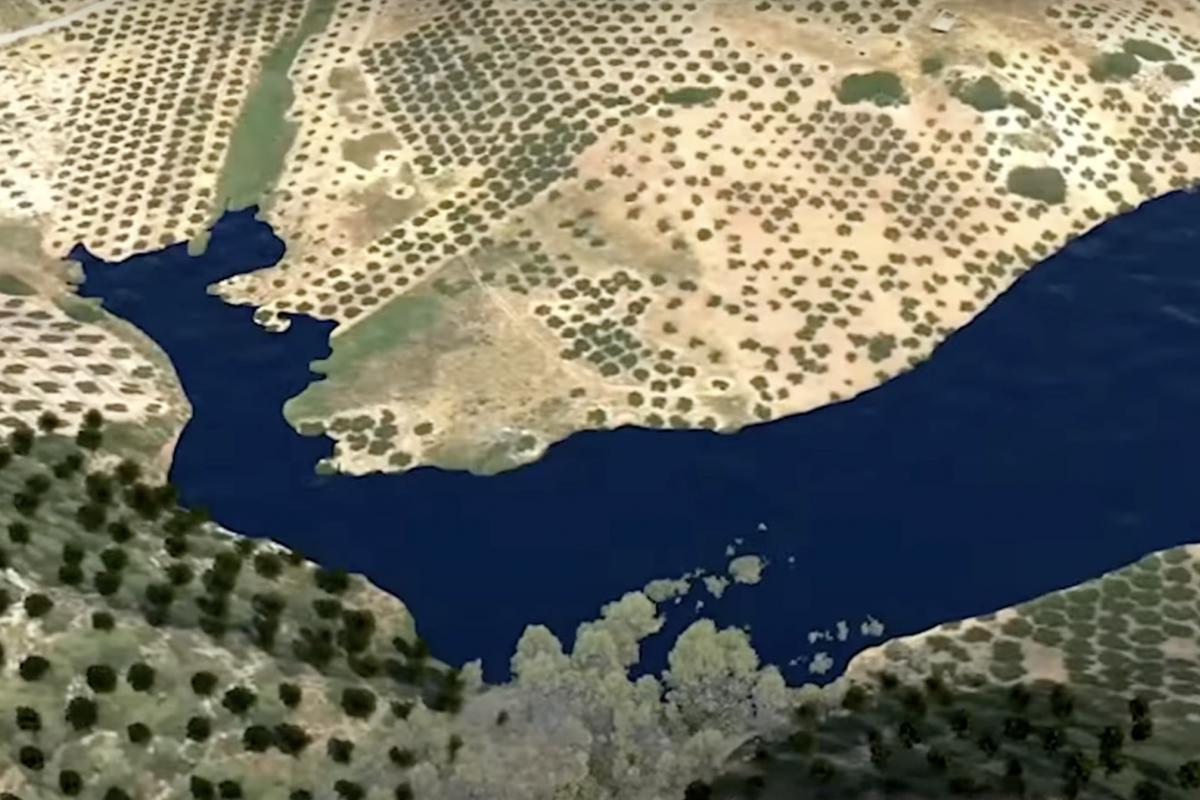 Recreación virtual de la presa andalusí localizada en la Garganta del Ciervo, Jaén.