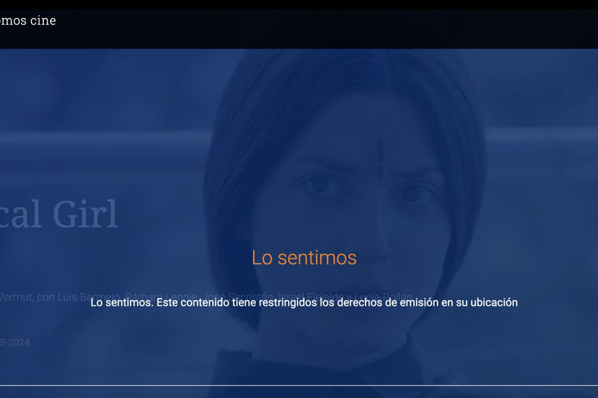 Mensaje que aparece en RTVE Play sobre 'Magical Girl'.