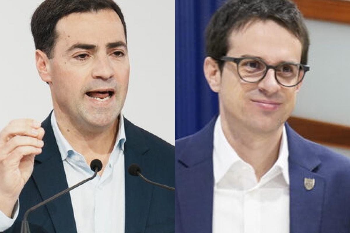 Los candidatos de PNV y EH Bildu para los próximos comicios en Euskadi, Imanol Pradales y Pello Otxandiano, respectivamente; en sendas imágenes de archivo.