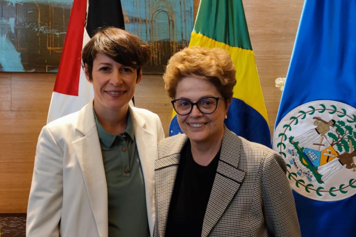 Ana Pontón, durante un encuentro con la expresidenta brasileña Dilma Roussef.