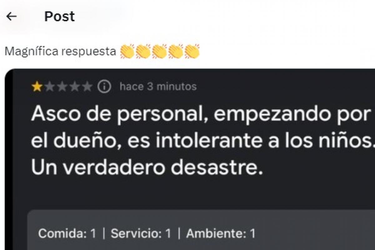 La reseña que le han dejado al dueño de un restaurante