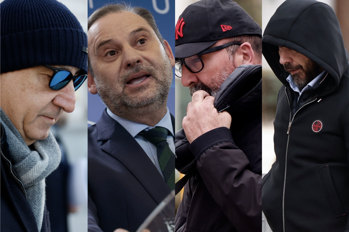 El empresario Juan Carlos Cueto, el exministro Jose Luis Ábalos, el exasesor del anterio Koldo García y el expresidente del Zamora CF, Víctor Aldama; en sendas imàgenes.