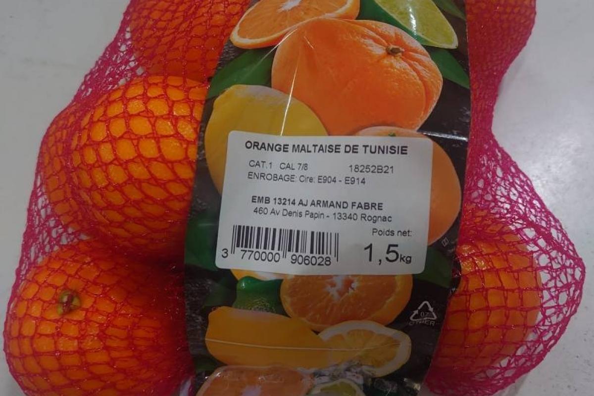 La malla de naranjas cultivada en Turquía que se han retirada de la venta en Francia.