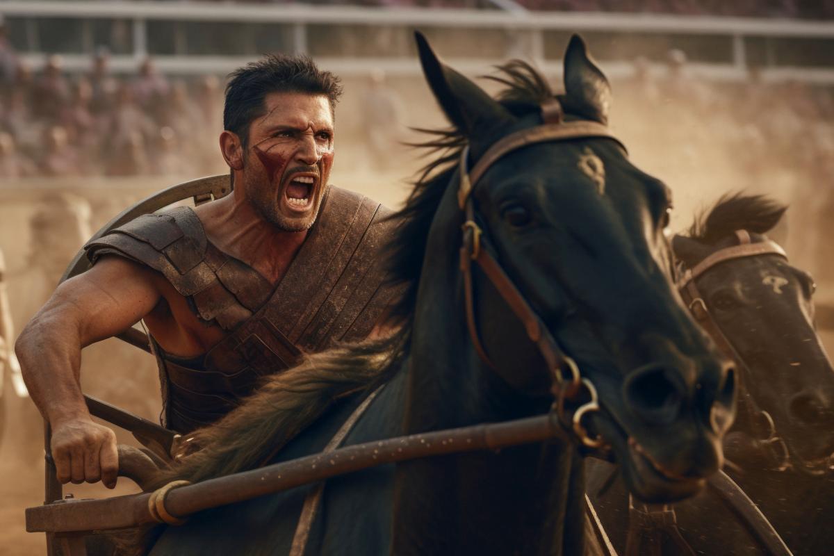 Corredor en carrera de cuadrigas.