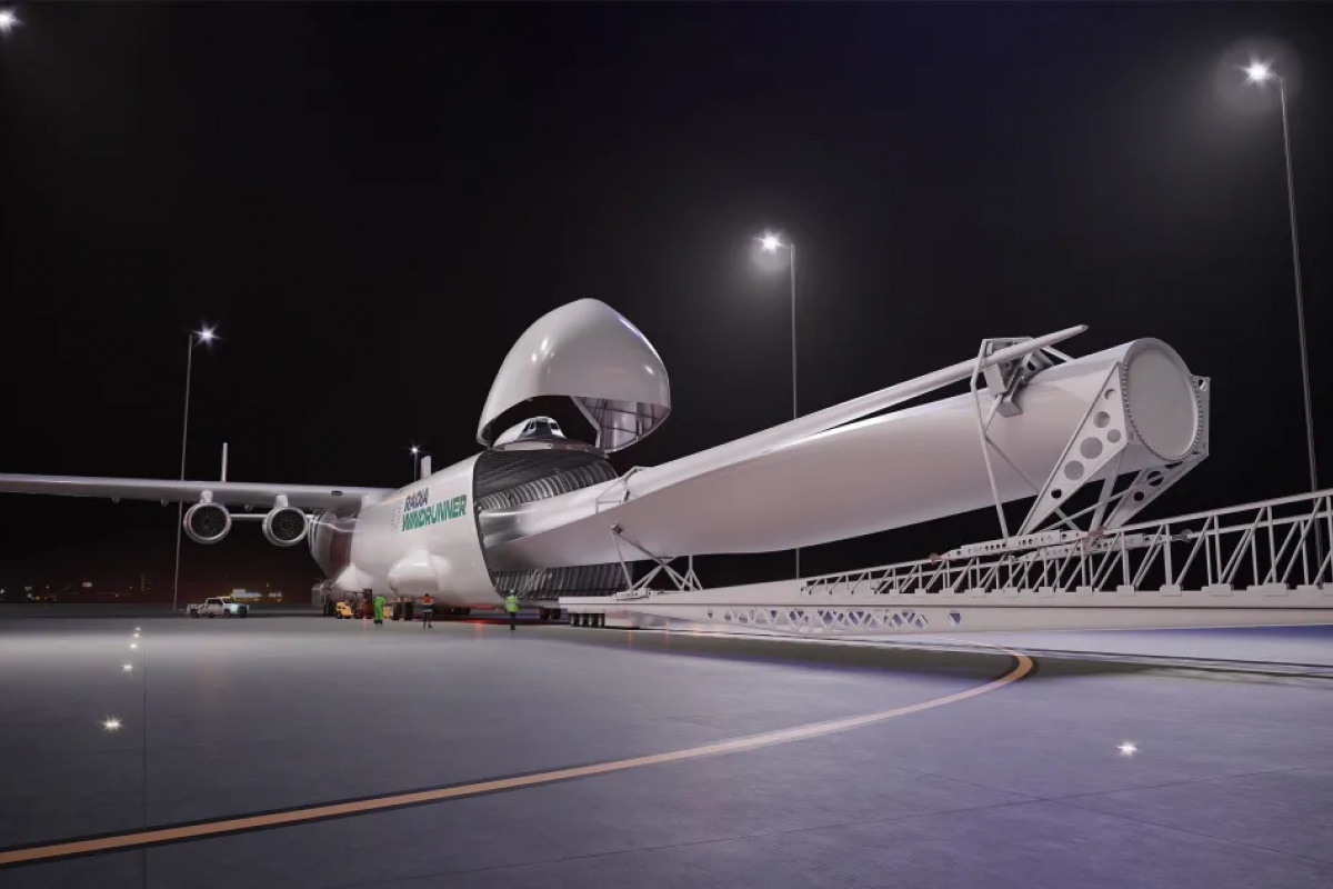 El Windrunner es capaz de transportar palas de hasta 100 metros de longitud