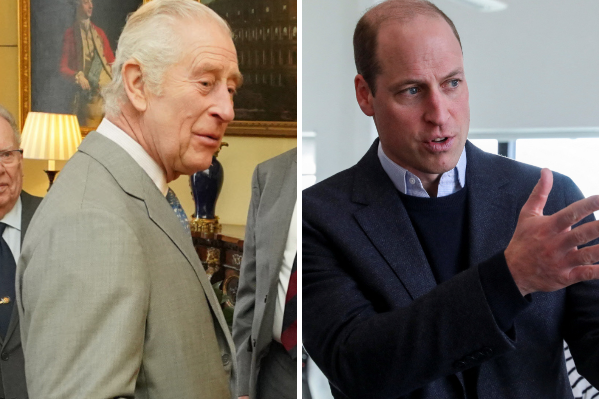 El rey Carlos III y el príncipe Guillermo, en sendos actos este martes.