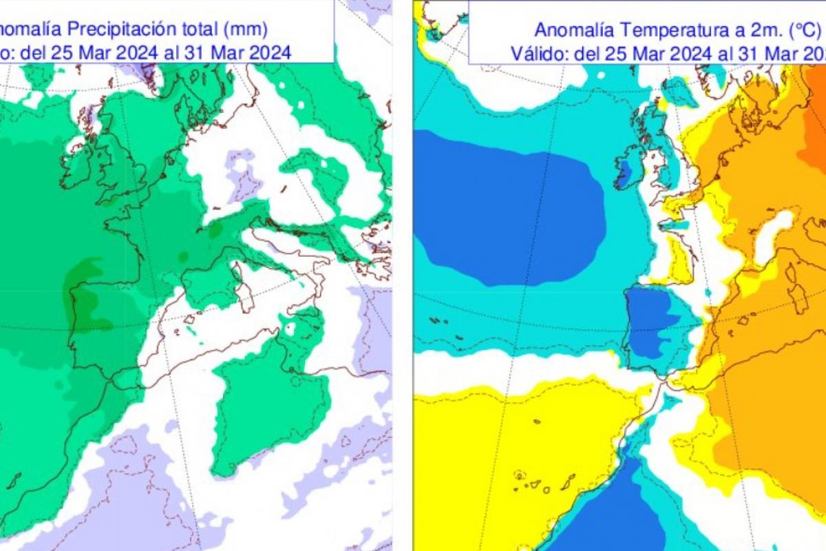 Mapa de previsión para España en Semana Santa