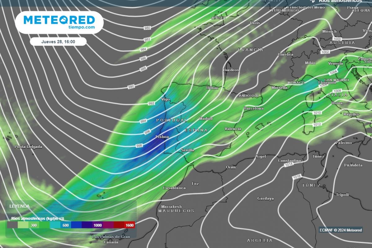 Mapa de ríos atmosféricos