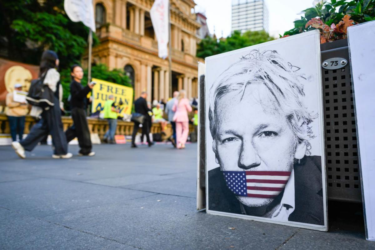 Protesta de seguidores de Julian Assange en Australia.