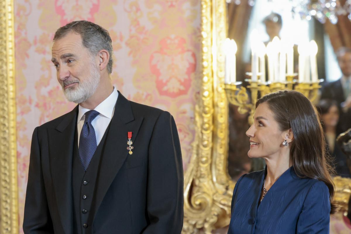 Los reyes Felipe y Letizia, durante una recepción el 31 de enero de 2024.
