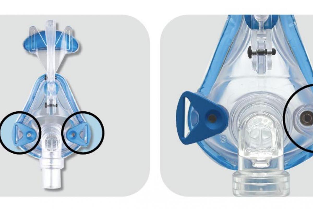 Mascarillas con imanes de terapia respiratoria afectadas.