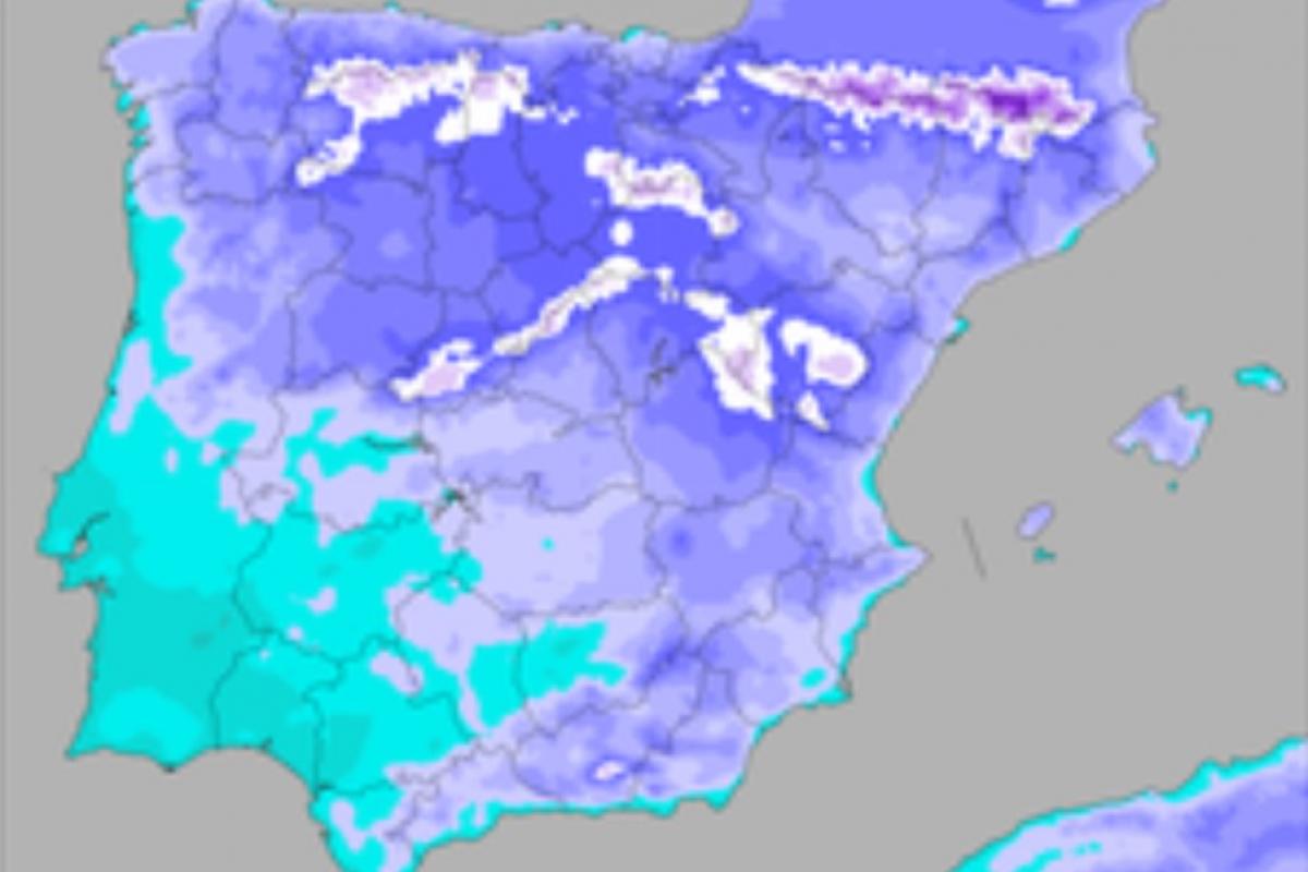 La temperatura mínima en España.