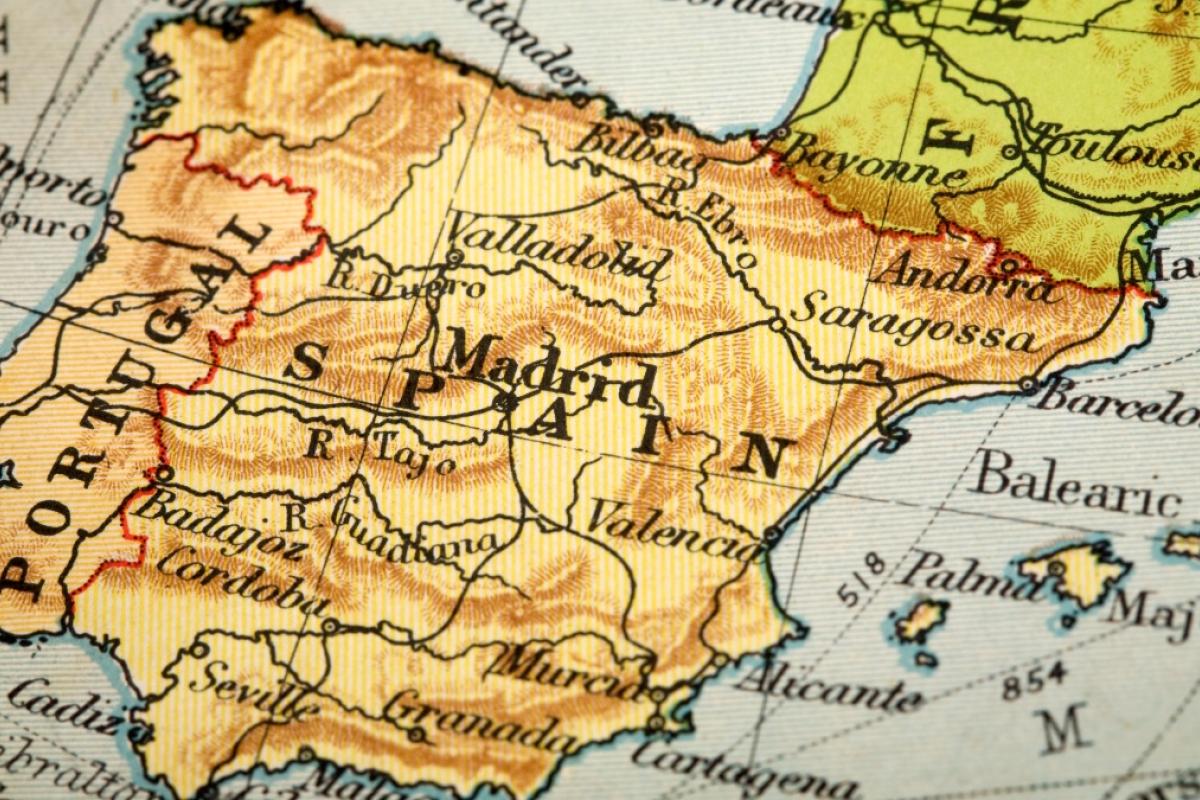 Mapa de España y Portugal.