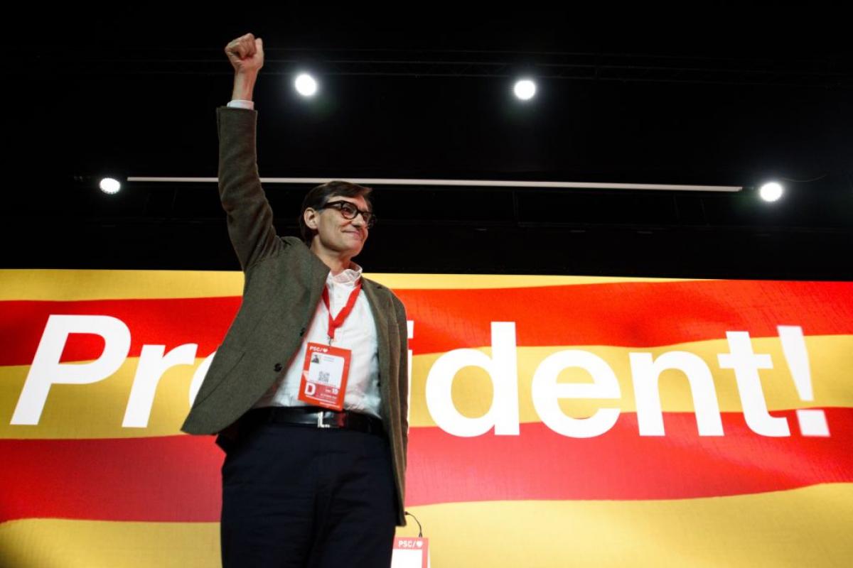 El exministro Salvador Illa, después de ser proclamado candidato del PSC en las próximas elecciones en Cataluña.