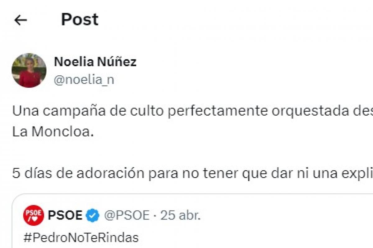 El mensaje publicado por Noelia Núñez