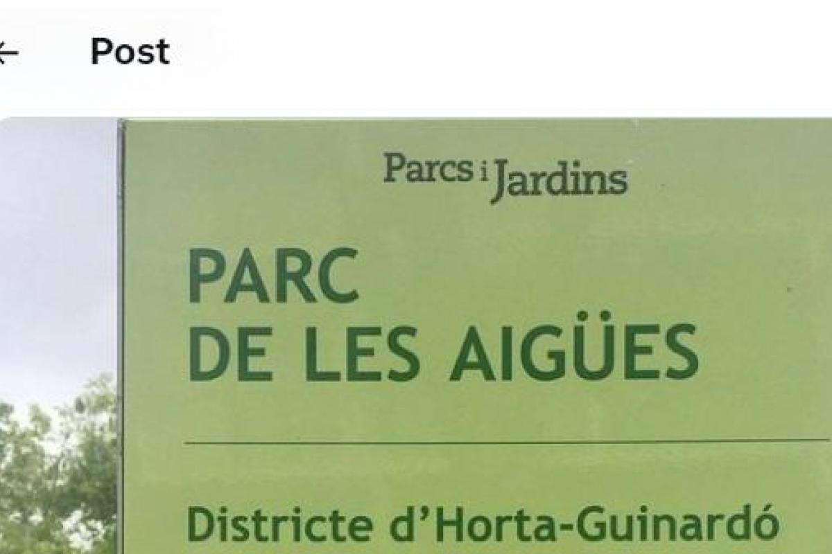 El cartel de un parque de Barcelona