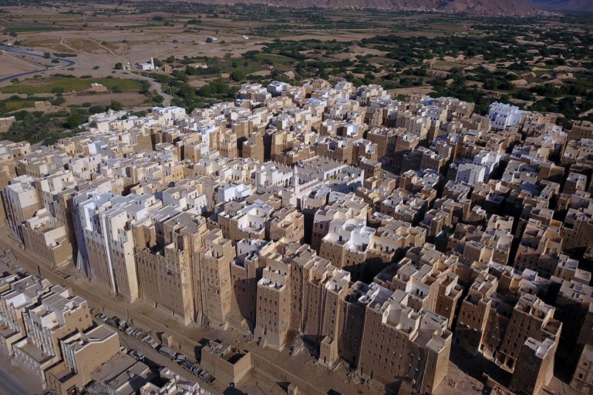 Vista aérea de Shibam en Yemen
