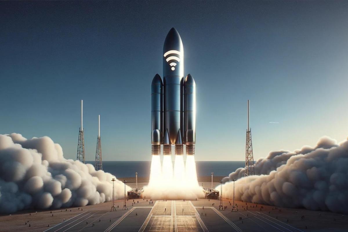 Un cohete con el logo de Wifi.