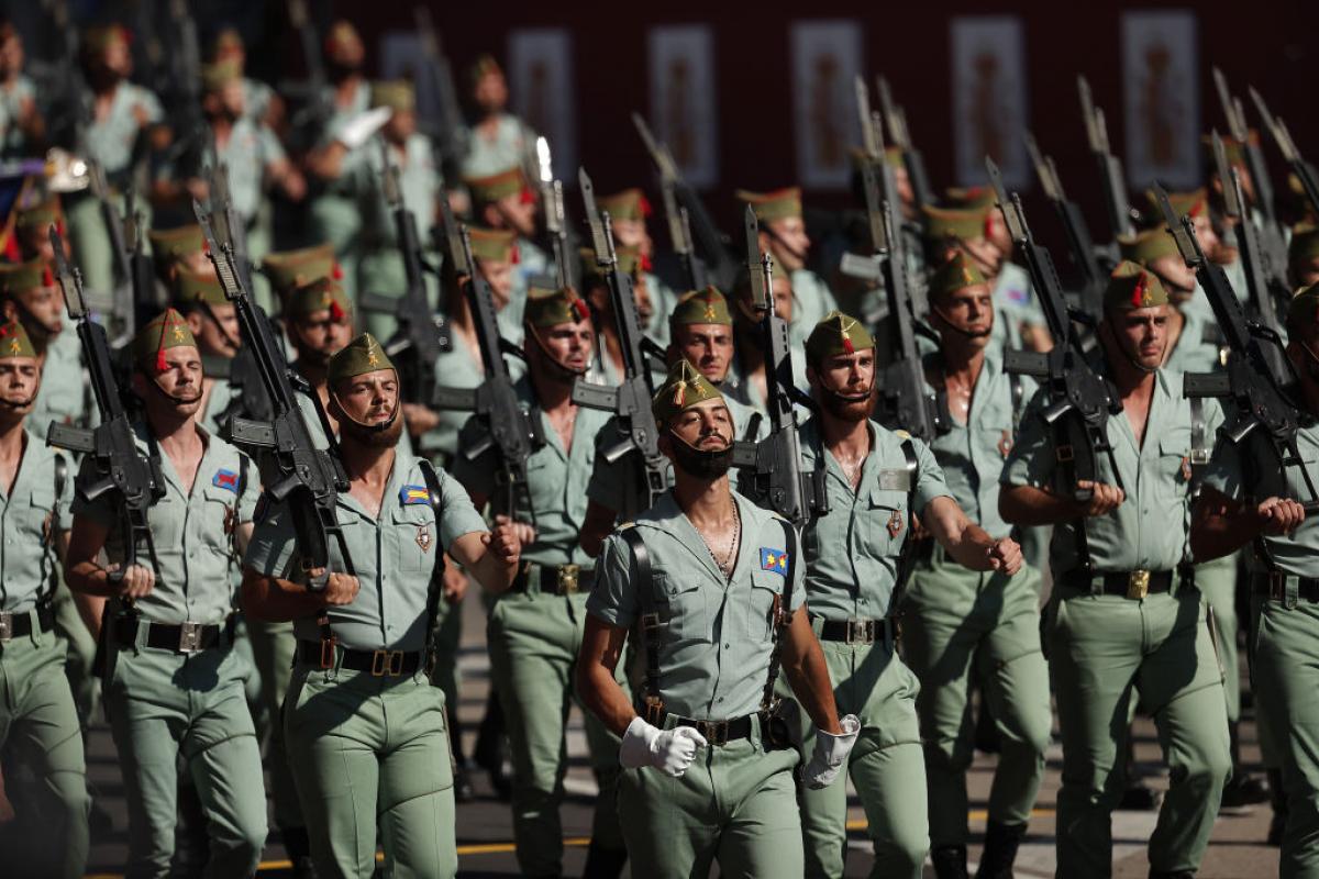 Miembros de la Legión en el desfile de las Fuerzas Armadas del 12 de octubre.