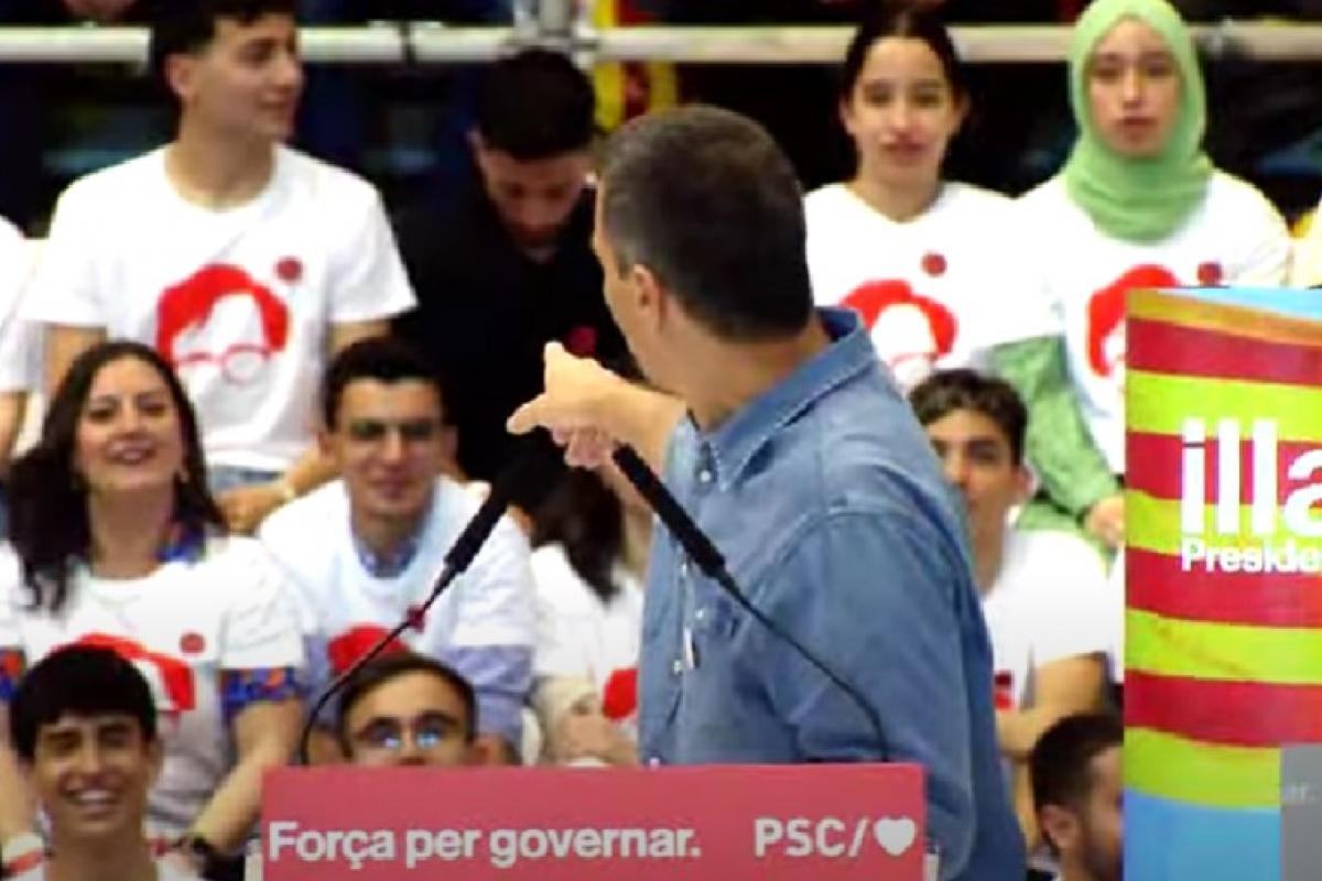 Pedro Sánchez, en el mitin de cierre de campaña catalana
