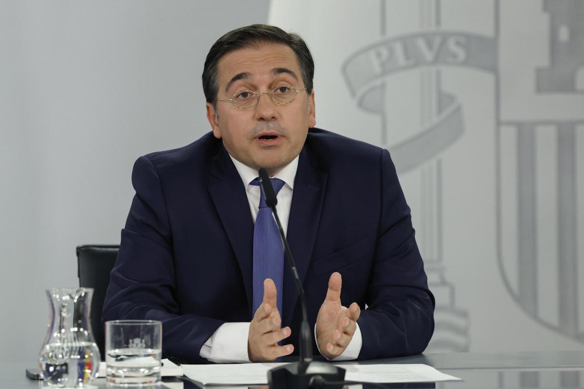 El ministro de Exteriores, José Manuel Albares, durante la rueda de prensa posterior al Consejo de Ministros.