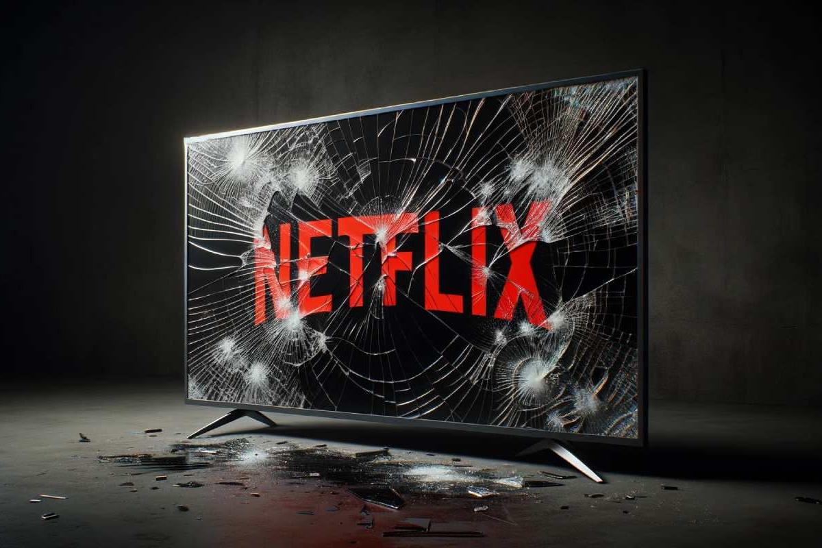 Tele rota con el logo de Netflix