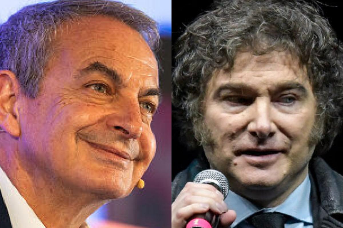 El expresidente José Luis Rodríguez Zapatero, y el mandatario argentino, Javier Milei; en sendas imágenes de archivo.
