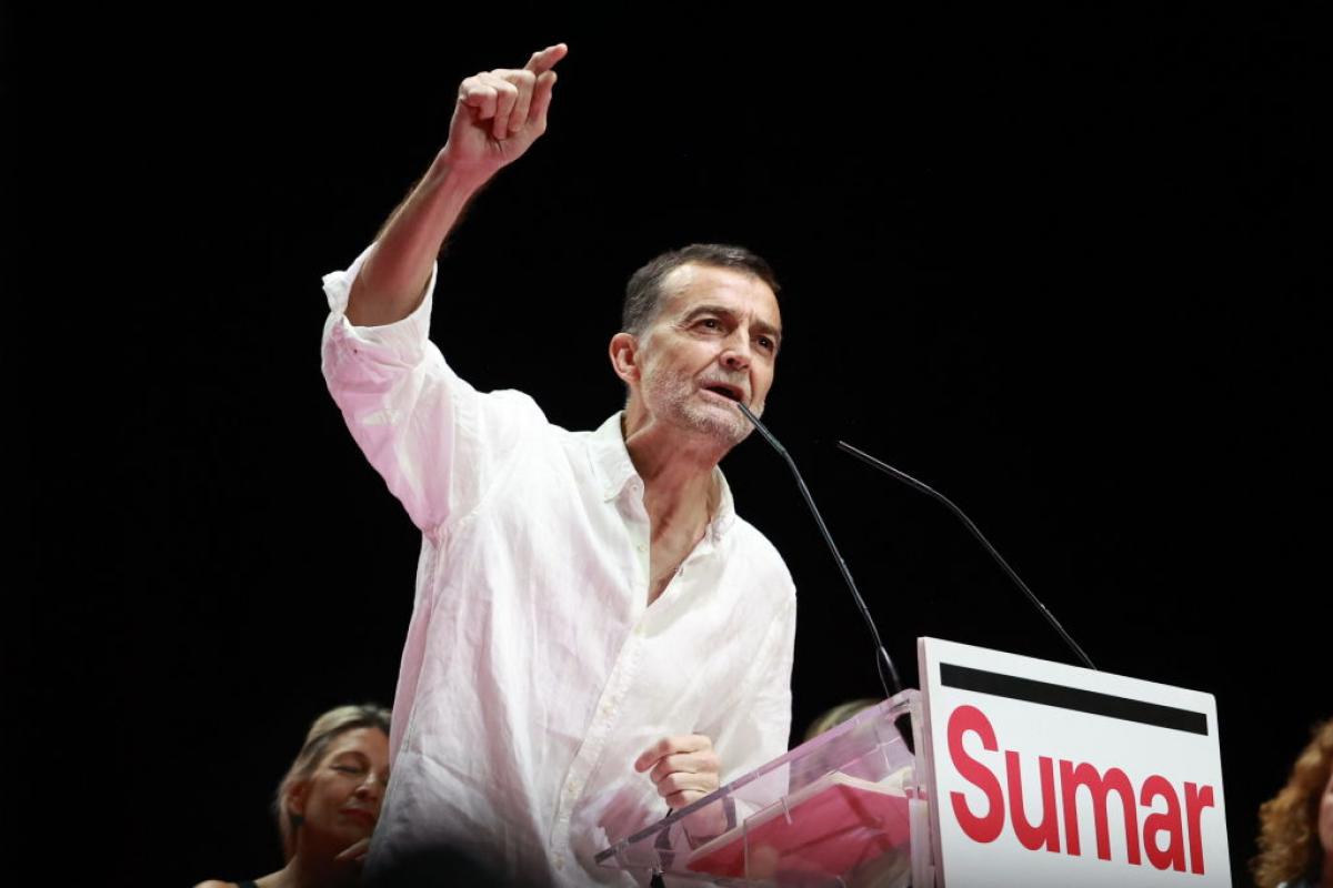 El coordinador federal de Izquierda Unida, Antonio Maillo, en un acto de Sumar