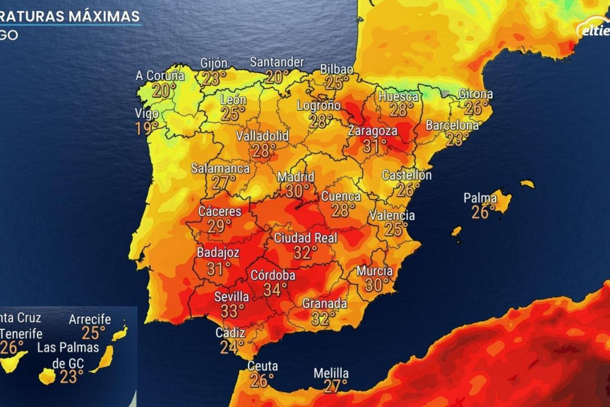 Mapa del eltiempo.es.