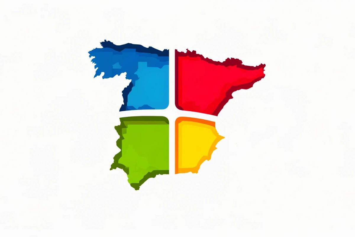 Mapa de España en forma de logo de Windows